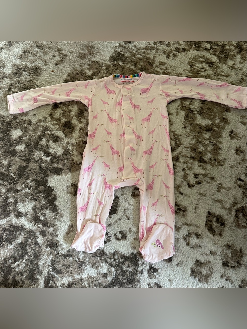 Magnetic Me Pink Giraffe Print Footed One-Piece Sleeper